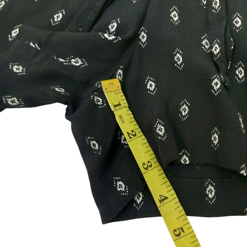 Madewell Romper Womens Small Black Diamond Print V-Neck Cap Sleeve Bohemian - Picture 12 of 13